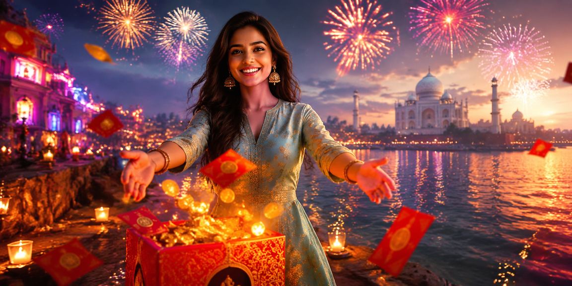 Traditional Indian red envelope representing good luck and responsible celebration